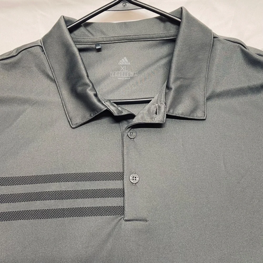 Adidas Polo Shirt Men's XL‎ Gray Short Sleeve Logo Performance Golf Top GUC